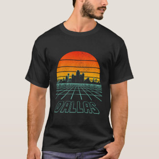Dallas Texas Skyline Pride Grid Vaporwave T Shirt