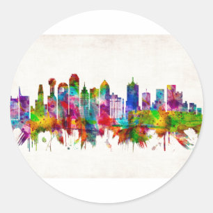 Dallas Texas Skyline Runt Klistermärke