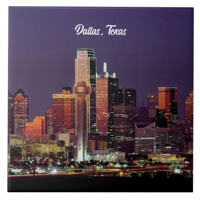 Dallas, Texas skyline vid dusk Kakelplatta (Framsidan)