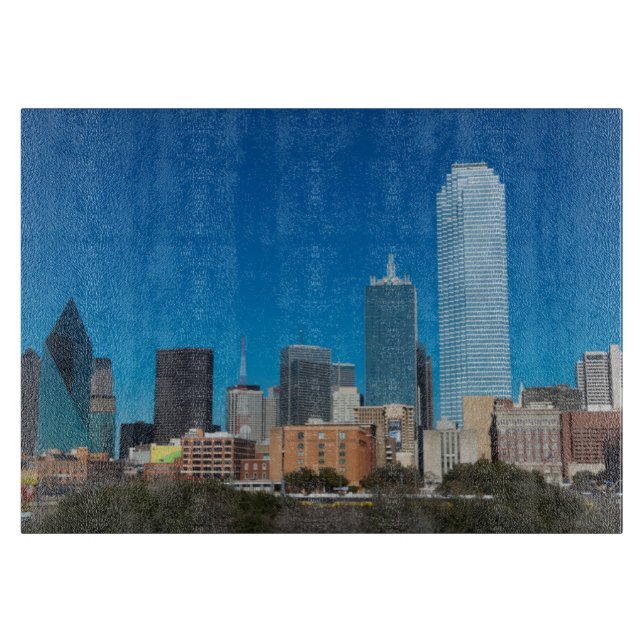 Dallas Texas skyline vid solnedgången (Framsidan)