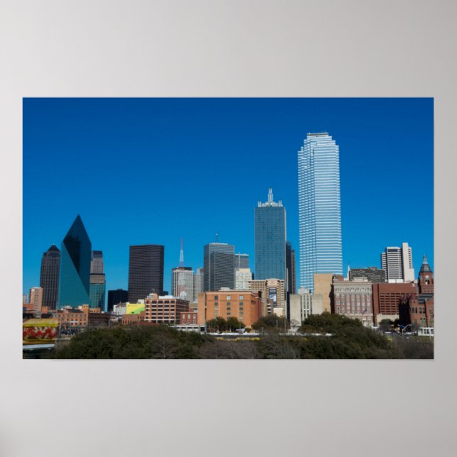 Dallas Texas skyline vid sunset Poster (Framsidan)