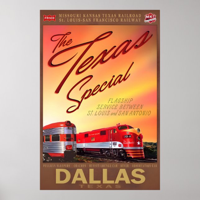 Dallas Texas Special Retro Tåg Affisch MKT Katy (Framsidan)