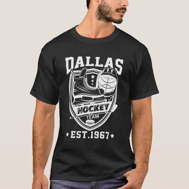 Dallas Texas Star Sticks Hockey Team Est 1967 T Shirt (Framsida)