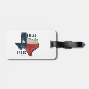 Dallas Texas State Karta Flagga Bagagebricka