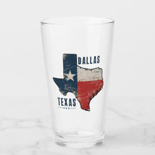 Dallas Texas State Karta Flagga Glaskopp