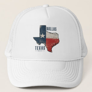 Dallas Texas State Karta Flagga Keps