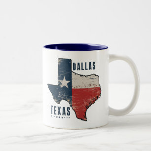 Dallas Texas State Karta Flagga Två-Tonad Mugg