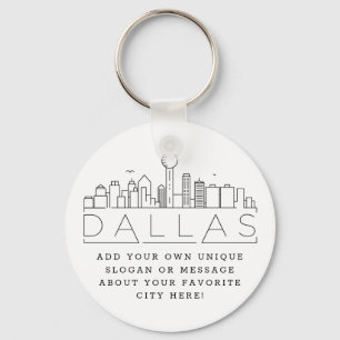 Dallas, Texas Stylized Skyline Anpassningsbar Slo Nyckelring