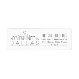 Dallas, Texas Stylized Skyline | Returadress Etikett