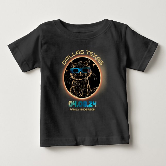 Dallas Texas Total Solar Eclipse 2024 Cat Lovers T Shirt (Framsida)