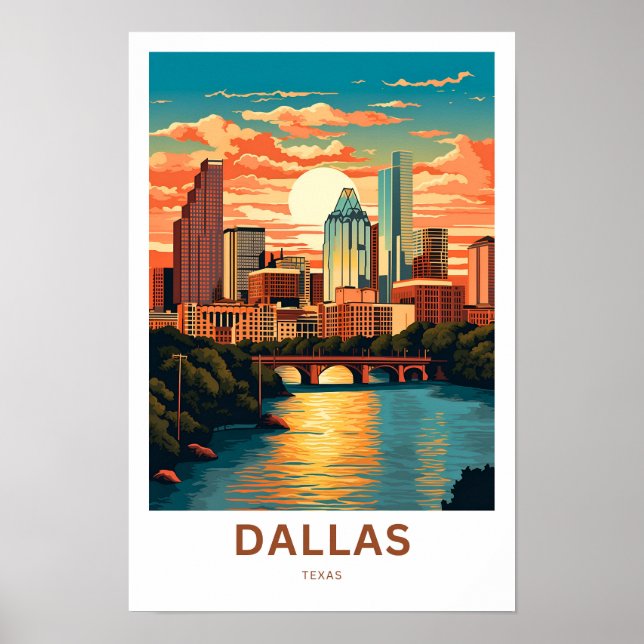 Dallas Texas Travel Print Poster (Framsidan)