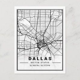 Dallas Texas USA Travel City Karta Poster Vykort