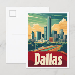 Dallas Texas USA Vintage resor Illustration Vykort