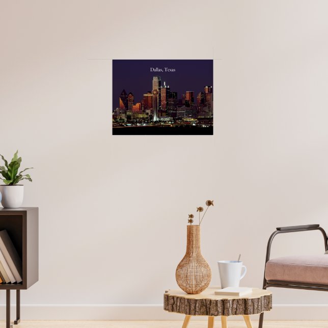 Dallas, Texas utsikt över skyline, Poster (Vardagsrum 3)