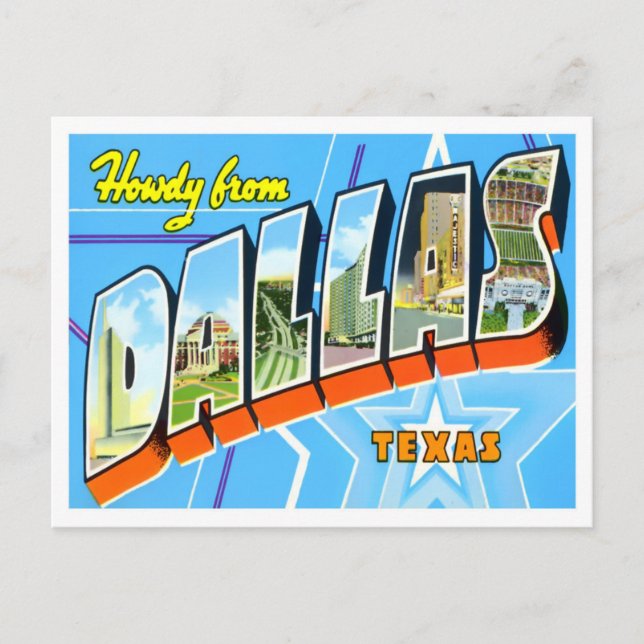 Dallas, Texas Vintage Big Brev Vykort (Framsida)