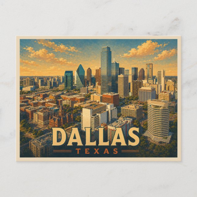 Dallas Texas Vintage Resa Vykort (Framsida)