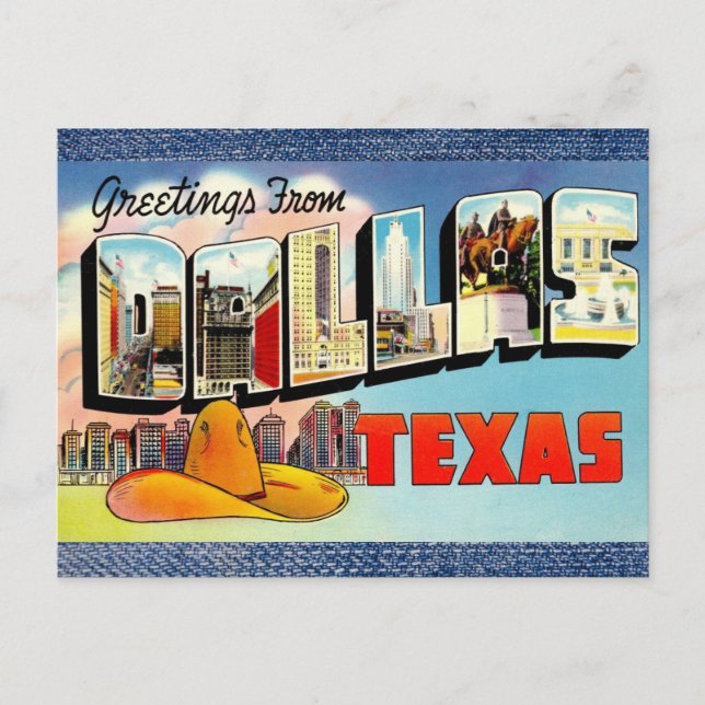 Dallas Texas Vintage resor vykort (Framsida)