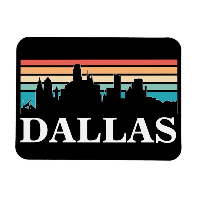 Dallas Texas Vintage Sunset Cityscape Magnet (Horisontell)