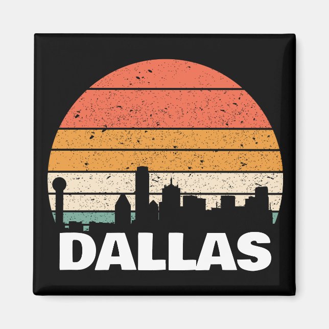 DALLAS TEXAS VINTAGE SUNSET MAGNET (Framsidan)