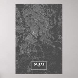Dallas, Texas (vit på svart) Poster