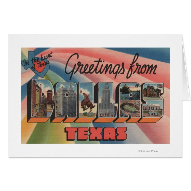 Dallas, TexasLarge Brev ScenesDallas, TX Hälsningskort (Framsidan Horizontal)