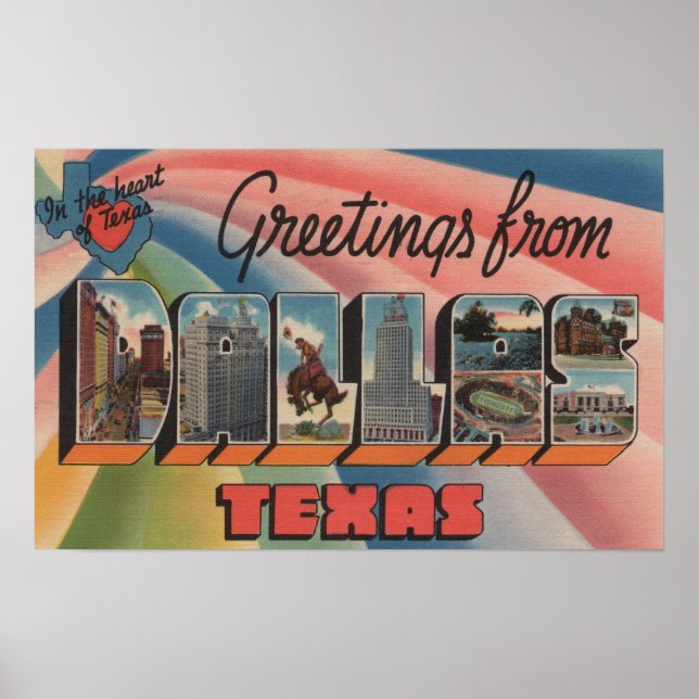 Dallas, TexasLarge Brev ScenesDallas, TX Poster (Framsidan)