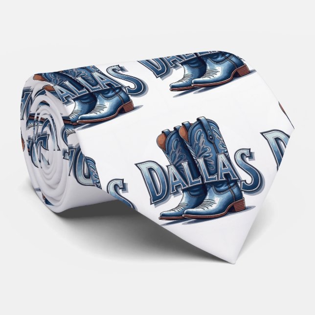 Dallas Text med Cowboy Boots Neck Tie Slips (Rullad)