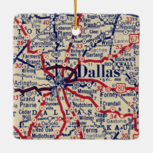 Dallas TX 1941 Karta Julgransprydnad Keramik