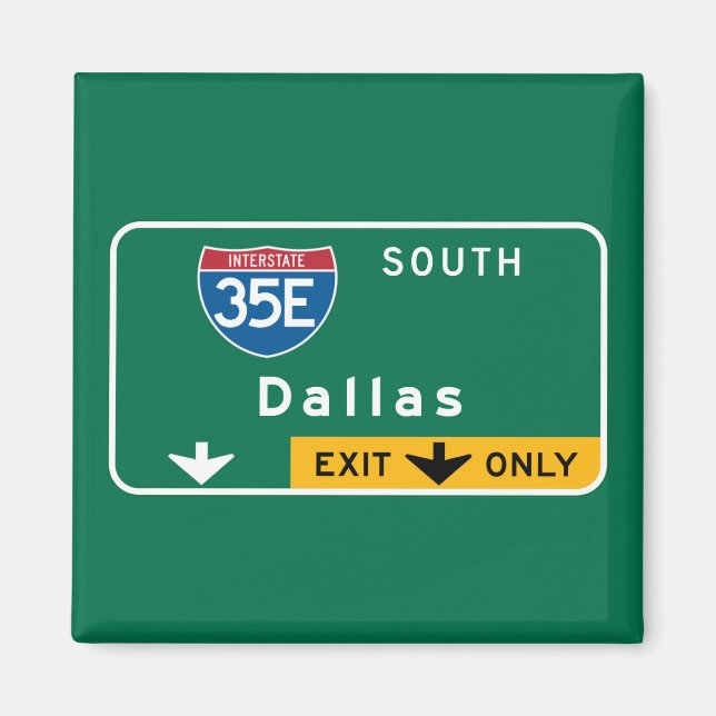 Dallas, TX Road Sign Magnet (Framsidan)