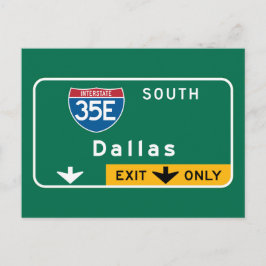 Dallas, TX Road Sign Vykort