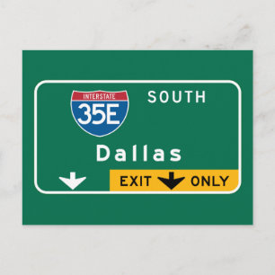 Dallas, TX Road Sign Vykort