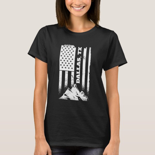 Dallas Tx Texas American Patriotic Distress juli T Shirt (Framsida)