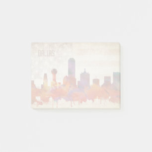 Dallas, TX Watercolor City Skyline Post-it Block