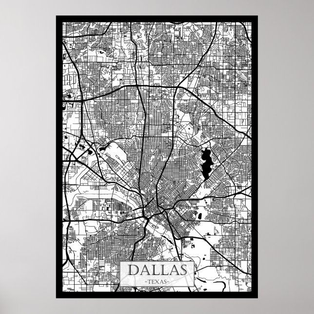 Dallas USA stadsplan Poster (Framsidan)