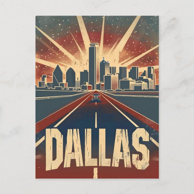 Dallas Vintage resor Ad Art Vykort (Framsida)