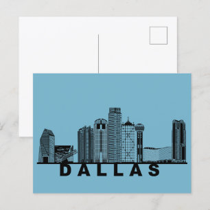 Dallas vykort – ikonisk siluett av stadsbilden