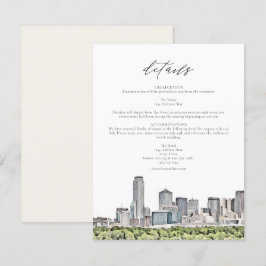 DALLAS Watercolor Skyline Bröllop informationskort Inbjudningar