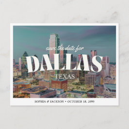 Dallas Wedding Save the Date Retro Skyline Vykort