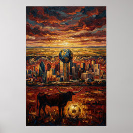 Dallas World Stage World Cup 2026 Fotboll Episk Ko Poster