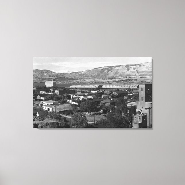 Dalles, Oregon Dock View från 4th Street Canvastryck (Framsida)