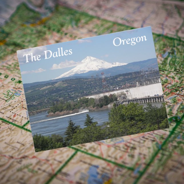Dalles, Oregon Travel Photo Vykort (In Situ Map)