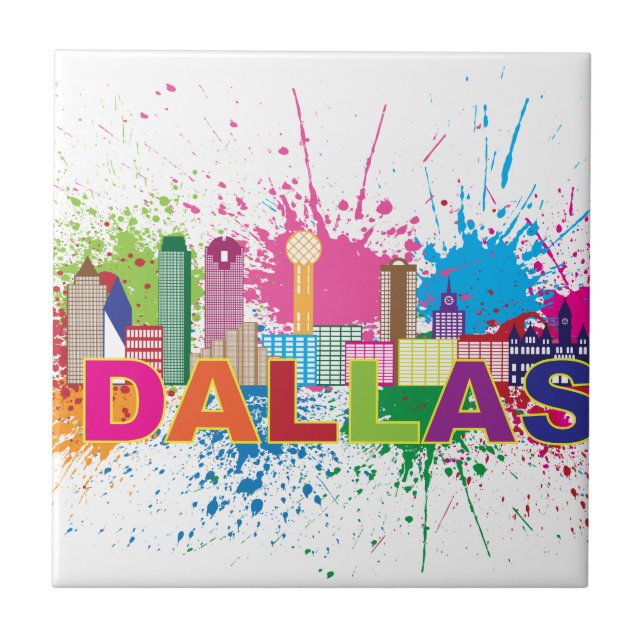 Dalles Texas horisont målar Splatterillustrationen Kakelplatta (Framsidan)