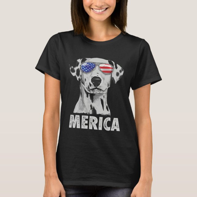 Dalmatian 4th of July Merica Men American Flag Sun T Shirt (Framsida)