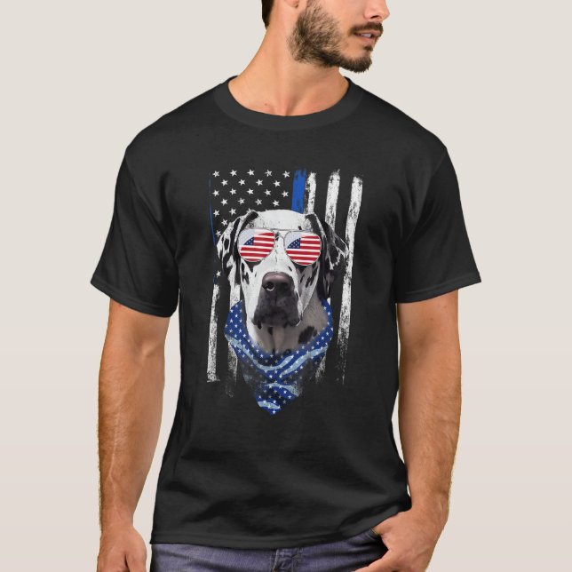 Dalmatian American Flag Patriotic Dalmatian Dog 4t T Shirt (Framsida)