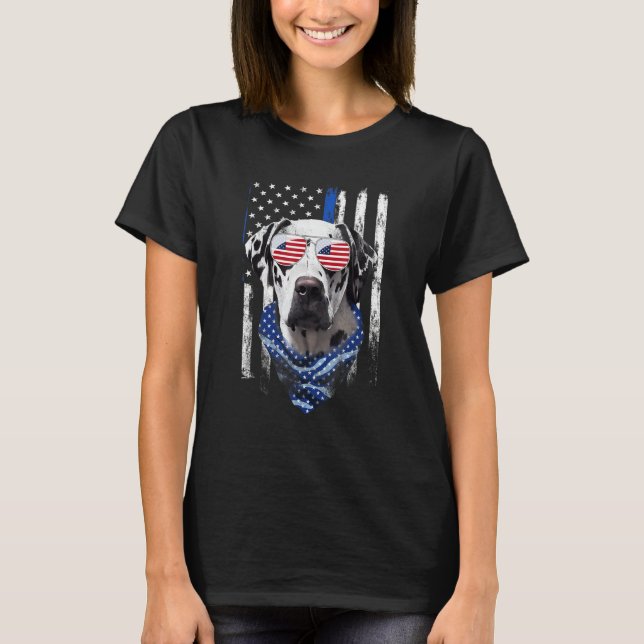 Dalmatian American Flag Patriotic Dalmatian Dog 4t T Shirt (Framsida)