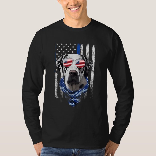 Dalmatian American Flag Patriotic Dalmatian Dog 4t T Shirt (Framsida)
