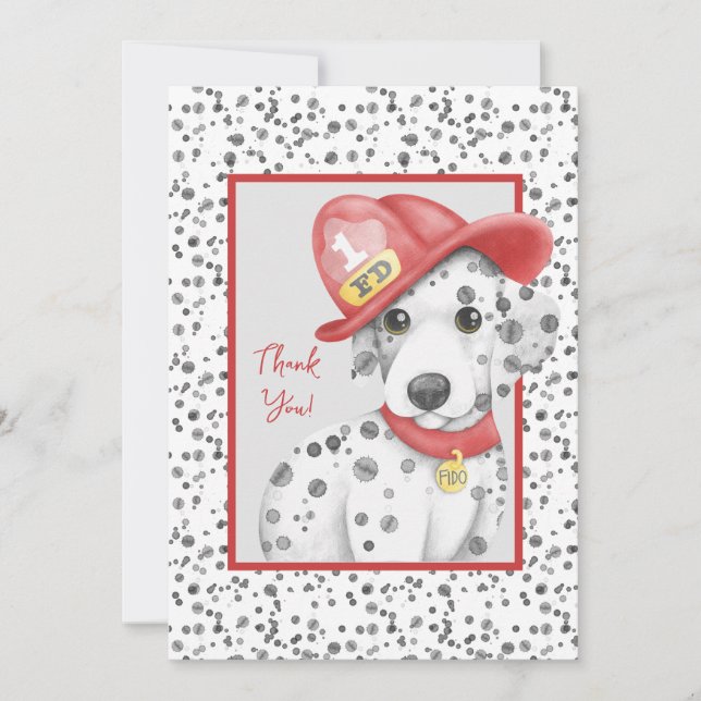 Dalmatian Baby Shower för akut brandsläckare Tack Kort (Framsida)