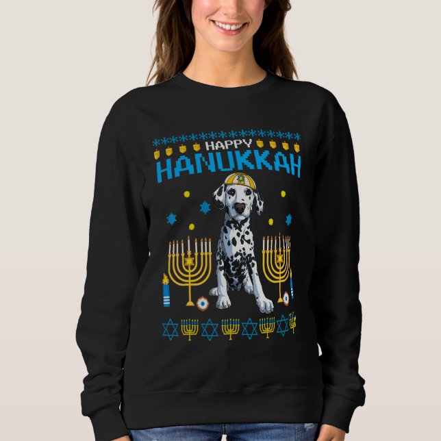 Dalmatian Chanukah Jewish Ugly Hanukkah Sweater Pa T Shirt (Framsida)