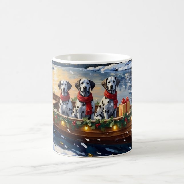 Dalmatian Christmas Boat Holiday Kaffemugg (Center)