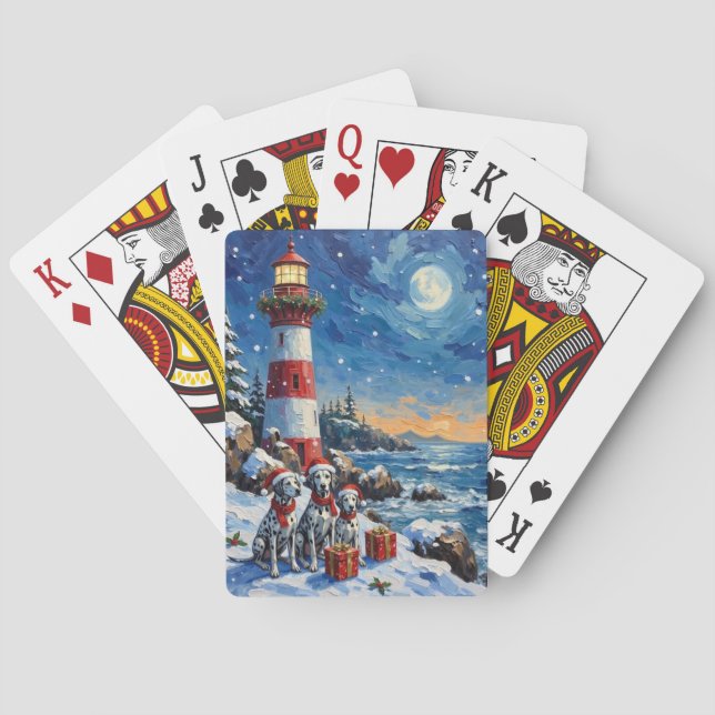 Dalmatian Christmas Lighthouse Holiday Casinokort (Baksidan)